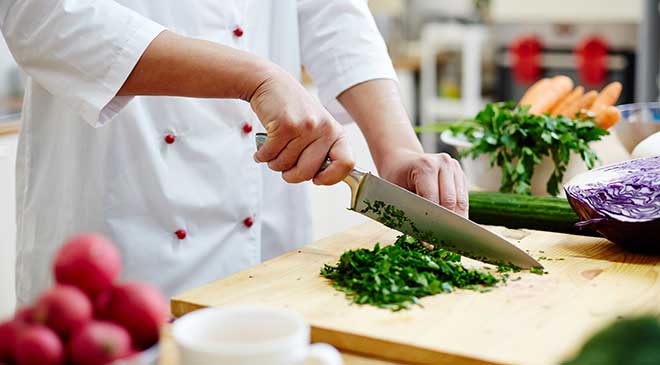 Chef chopping veggies