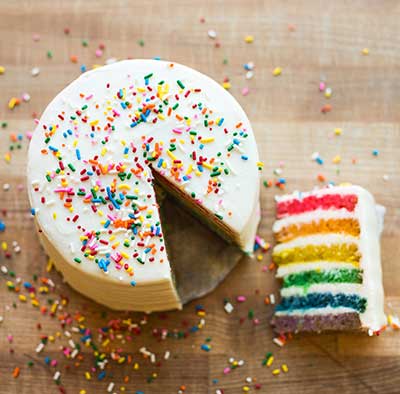 Cafe Flora Rainbow Cake Slice