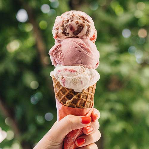 Frankie & Jo's Ice Cream Cone with July Flavors of the Month