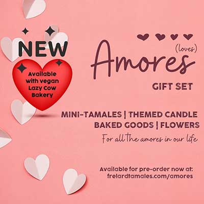 Frelard Tamales Amores Gift Set with Mini-Tamales, Themed Candle, Baked Goods, and Flowers. For all the amores in our life.