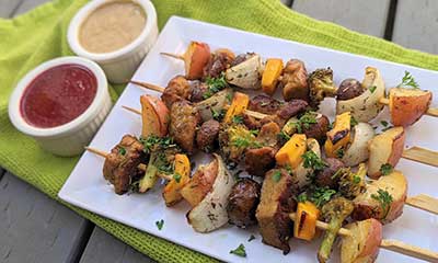 Plant based beefy skewers.