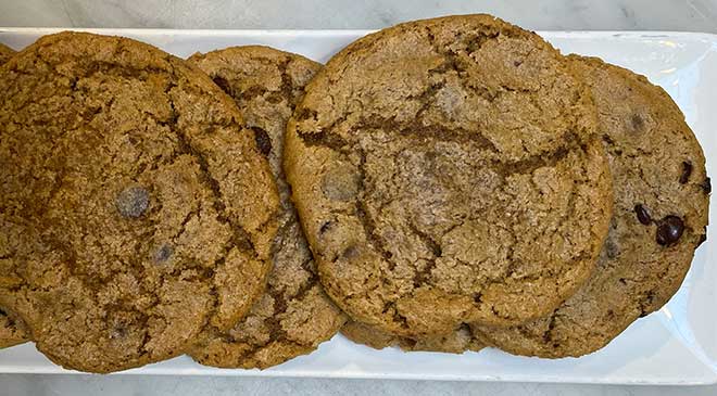 Nuflour's vegan, gluten-free Chocolate Chip Cookies.